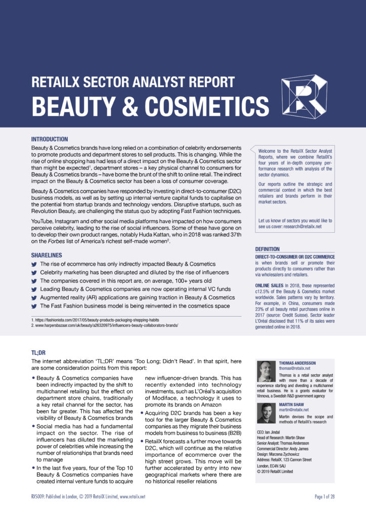 Beauty Cosmetics 2019 Sector Analyst
